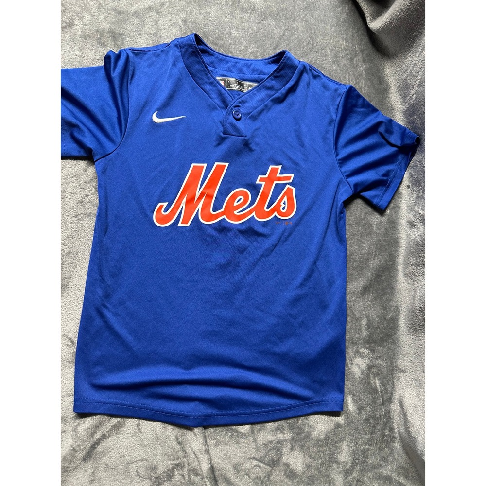 Nike New York Mets Baseball Jersey Kids Medium Blue Excellent #3 Graphic Tee